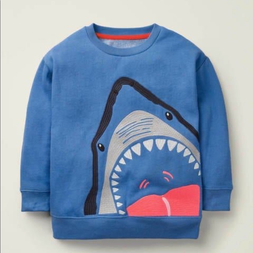 Boden shark superstitch blue sweatshirt size 11/12